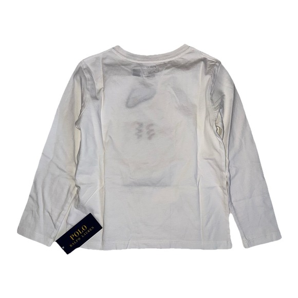 NWT Polo Ralph Lauren Polo Bear Long Sleeve Shirt Girls Size 5 White Preppy - Picture 7 of 8
